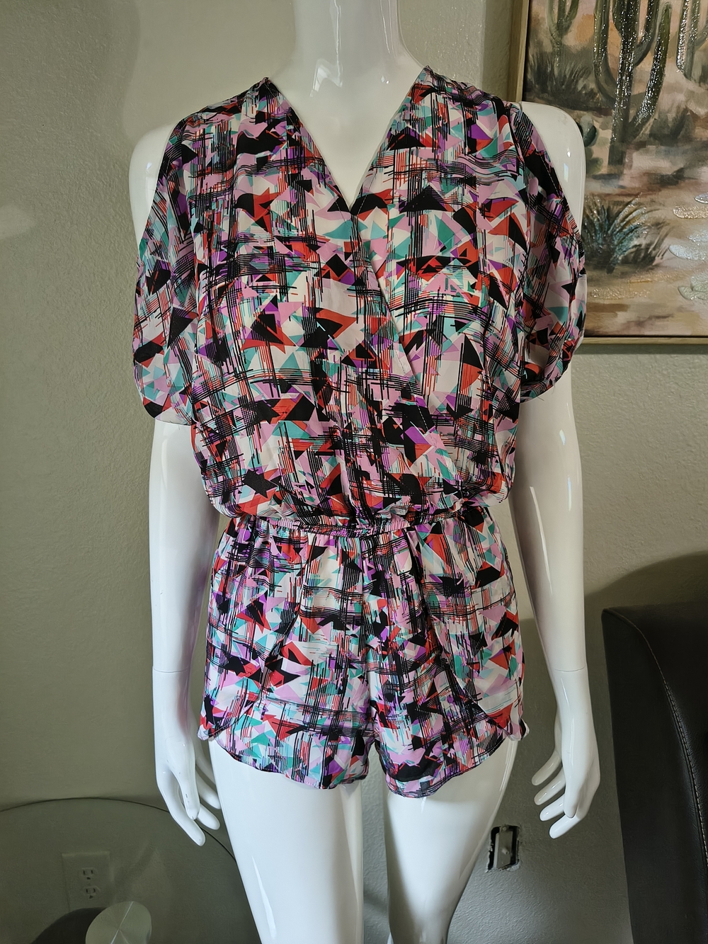 Necessary Objects Multicolor Geometric Print Romper